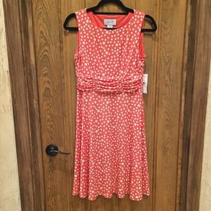 NWT Coral Polka Dot Jersey Dress